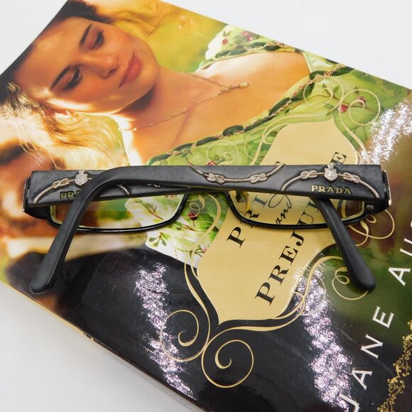 Prada Rx Eyeglasses | Black with Silver Tone Flourishes on Frames | Fair Cond - Picture 1 of 12